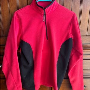 The North Face Red and Black Quarter-Zip Fleece Pullover